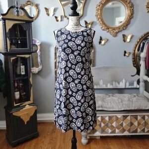 Tommy Hilfiger Navy and White Paisley Midi Dress Size 6